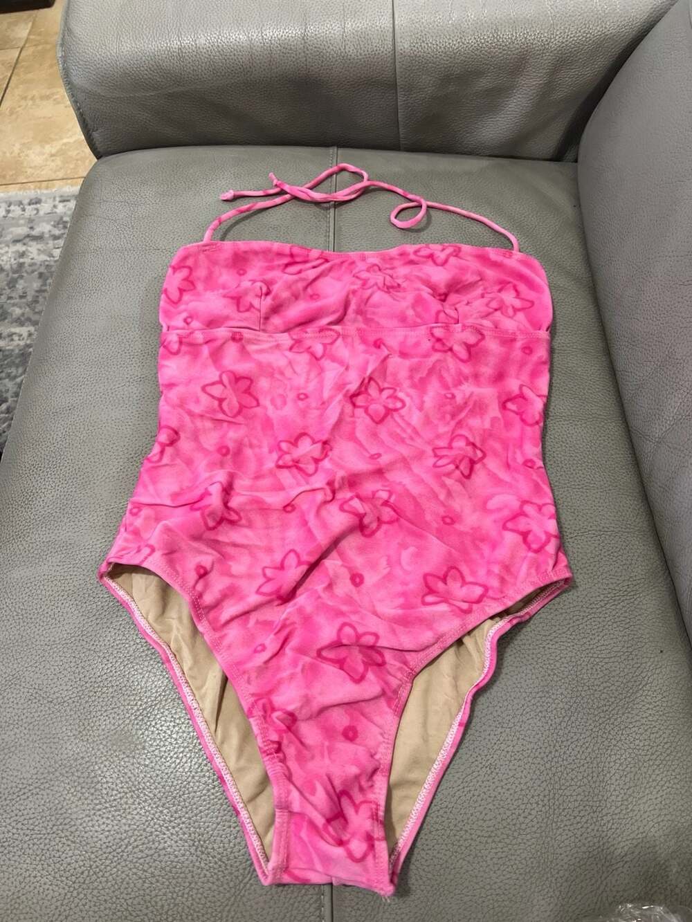 Vintage Y2K Brazilian Pontal & Cia Pink Floral One-Piece Swimsuit,  G large